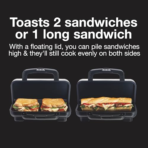 Stainless Steel Hot Sandwich Maker with PFAS-Free Non-Stick Plates - Proctor Silex Deluxe