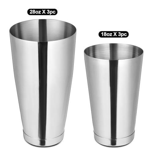 Etens Commercial Cocktail Shaker Set - Large & Small Weighted Stainless Steel Tins - 6pc Barware for Restaurants & Bars