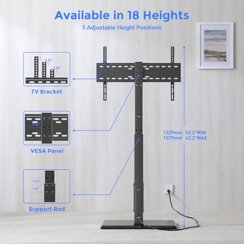 Floor TV Stand with Power Outlet & Swivel for 32-75 Inch TVs - TCP01-M-A01