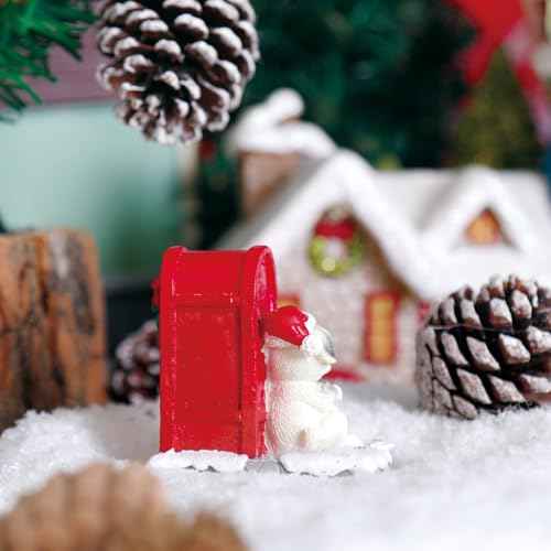Christmas Village Accessories Dog Read Letter Village Set Cute Puppy Mailbox Collection Resin Statues for Vacations Home Christmas Decorations