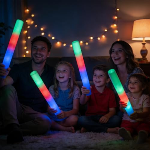 125PCS Foam Glow Sticks Bulk Party Supplies - Colorful Flashing Modes for Wedding, Birthday, Halloween, New Year