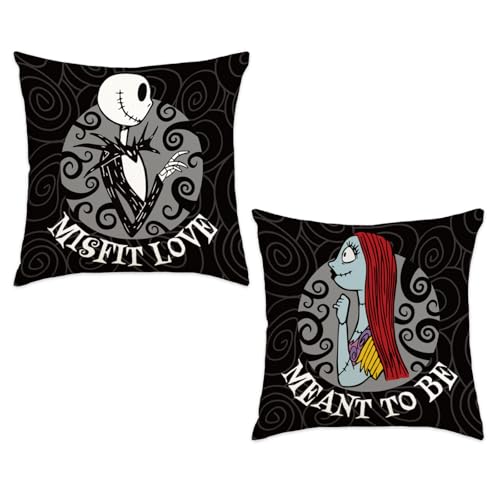 Nightmare Christmas Decorations, Set of 2 Nightmare Before Halloween Cushion Cases, 18x18 Halloween Throw Pillow Cover Decorations, Jack Sally Bed Couch Sofa Decor Party Supplies - Meant to be