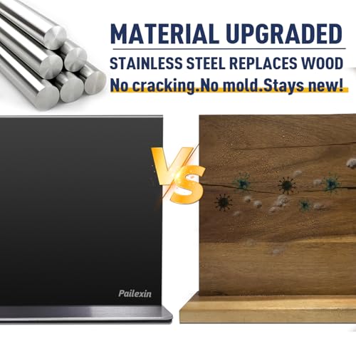 Pailexin 12-Inch Black Magnetic Knife Holder Stainless Steel Wall Mount