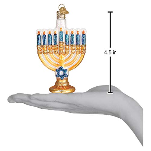 Old World Christmas Hanukkah Menorah Glass Blown Ornament for Christmas Tree, Handcrafted Holiday Decor