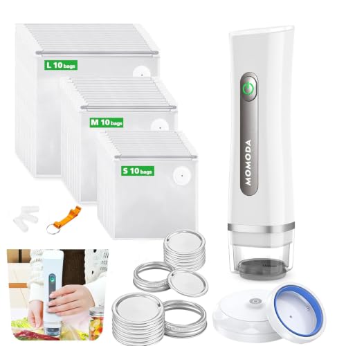 MOMODA Vacuum Sealer Set - Reusable BPA-Free Food Storage Bags & Jar Attachments