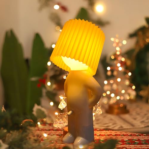 Shy Man Lamp-Creative Small Night Light LED Plug-in Table Lamp for Bedroom Office,Novelty Fun White Elephant Gift for Men Women Boyfriend Girlfriend Christmas Gifts, ValentinesGifts(Yellow)
