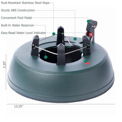 Large Automatic Christmas Tree Stand with Water Reservoir & Foot Pedal - Green Plastic Base
