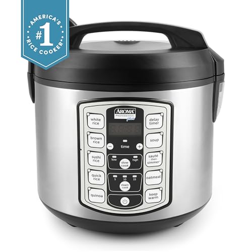 AROMA Professional Plus 20-Cup Digital Rice Cooker & Food Steamer, Slow Cooker, Model ARC-5000SB