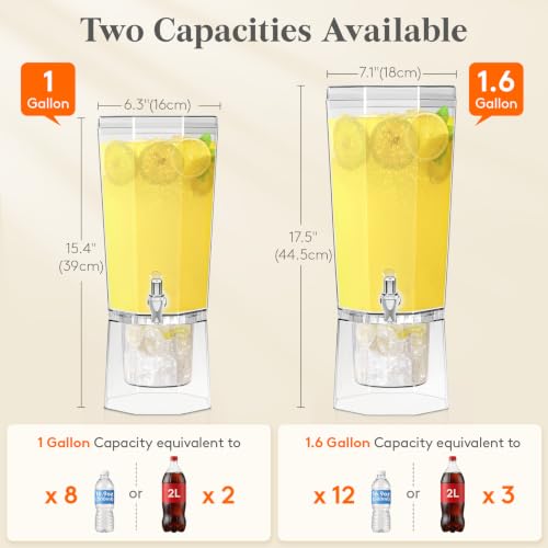 Lifewit 1 Gallon Drink Dispenser Set - Leak-Proof Spigot, 2 Pack, Small