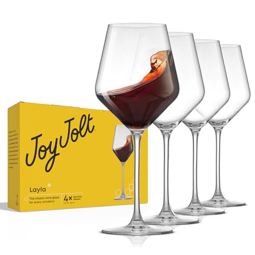 Red Wine Glasses Set of 4 - Italian Crystal Stemware for Cabernet, Merlot & Pinot Noir – 17 oz, Elegant & Durable