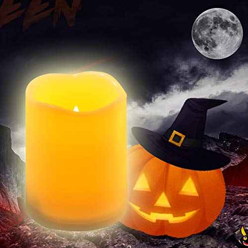 Outdoor Waterproof Flameless LED Pillar Candle with Remote Timer Battery Operated Plastic Flickering Decorative Fake Candle Light for Festival Celebration Wedding Party Decoration Gift Choice 3¡±x 5¡±