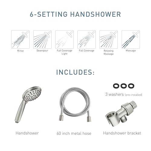 Spot Resist Brushed Nickel Shower Head with Handheld Sprayer - 6 Spray Settings, 218H0SRN - Classic Variation
