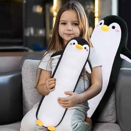 Long Penguin Plush Pillow, 33.5¡± Black Penguin Stuffed Animal, Cute Cartoon Sleeping Plushy, Soft Cuddly Hugging Plush Toys Kawaii Body Pillow, Sweet Gift at Birthday