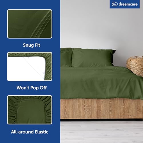 Olive DreamCare King Size Rayon Bamboo Cooling Bed Sheets 4pc Set