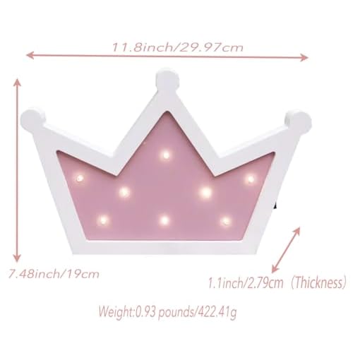 Pink Crown LED Light,Crown Lights Wall Decor,Princess Queen Kings Decoration Sign for Kids Room Home Living Room Bedroom Wedding Birthday Party Christmas