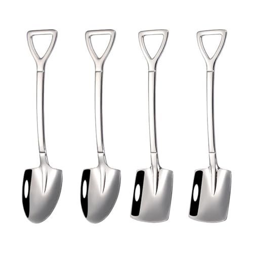 Stainless Steel Dessert Spoon Set - 4 Pcs Ice Cream & Fruit Spoons