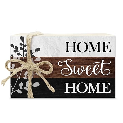 Christian Decorative Book Stack for Farmhouse, Rustic Tiered Tray Decor, Stacked Books Set, Home Sweet Home Wooden Decor for Living Room Table Shelf, Housewarming Gifts for Women Men -28