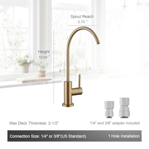 AguaStella AS09CPB Champagne Bronze Kitchen Water Filter Faucet for Reverse Osmosis Systems