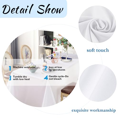 White Rectangle Tablecloth 60x102 Inch - 10 Pack Stain & Wrinkle Resistant Polyester