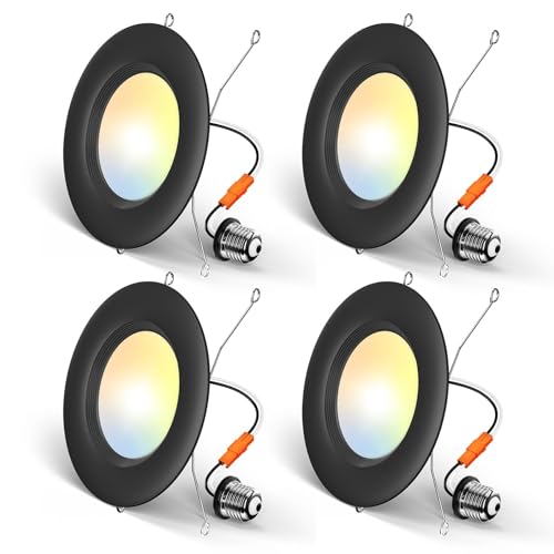LED Recessed Lighting 6 Inch Black Retrofit Can Light - 5 Color Temp, Dimmable