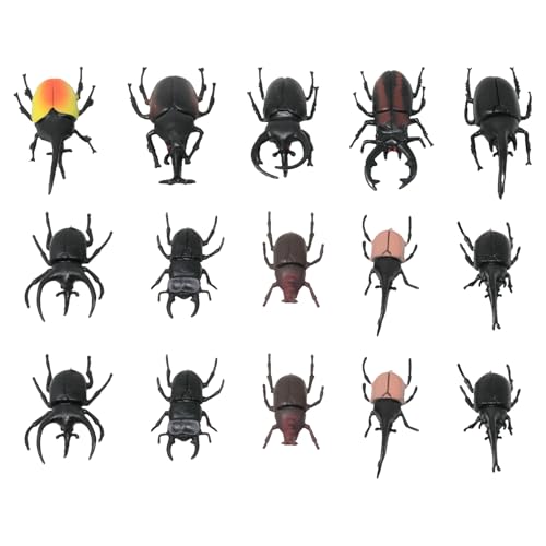 yueton 15PCS Lifelike Simulation Plastic PVC Beetle Halloween Beetle Figurine Beetle Figures Artificial Beetle Bug Decorations Realistic Fake Animal Models Ornaments for Home Party Decorations