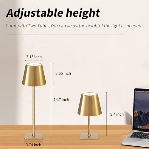 Outdoor Waterproof Cordless LED Table Lamp with Wicker Shade - Gold