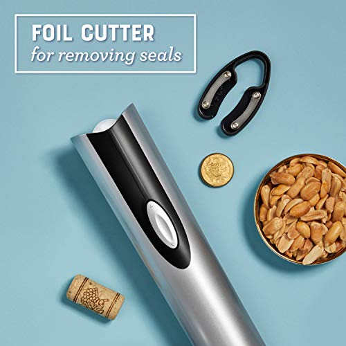 Cordless Electric Wine Bottle Opener with Foil Cutter - Silver