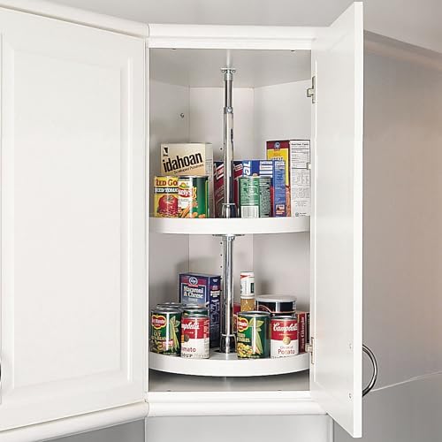 20-Inch White Full-Circle Corner Lazy Susan for Wall Cabinets - Dual Tier