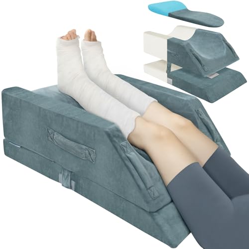 Double Leg Elevation Pillow - 4-Height Adjustable Support for Legs & Circulation - Grey (Variation of THIS listing)