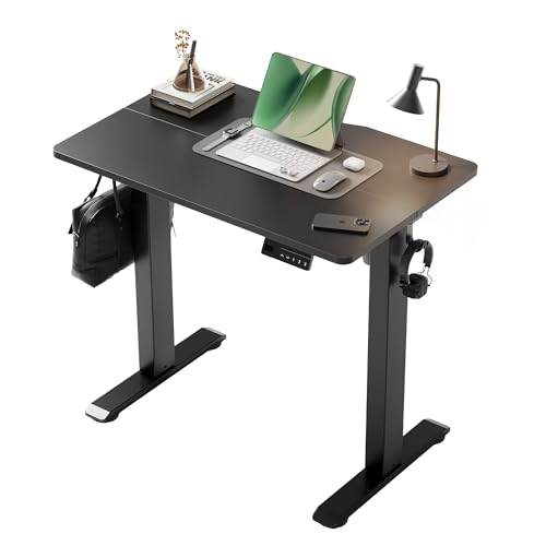 Black Electric Standing Desk 32x19 Inch Compact Height Adjustable Workspace