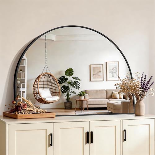 CIRCUMI 40x30 Inch Black Arched Wall Mirror - Entryway & Living Room Decor