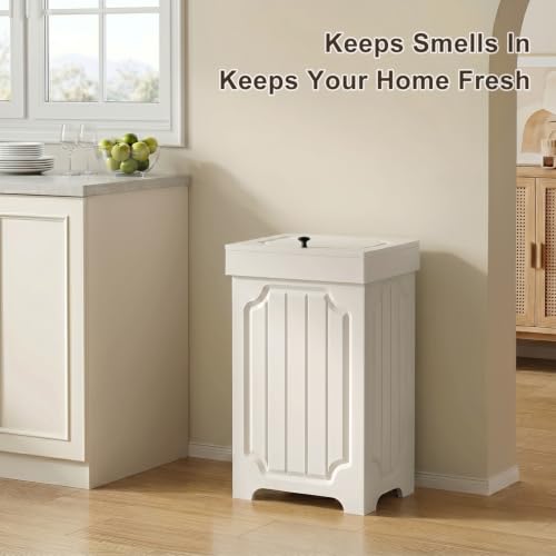Povrgive White Dog Proof Kitchen Trash Can - 13 Gallon, Pet-Resistant, Modern Design