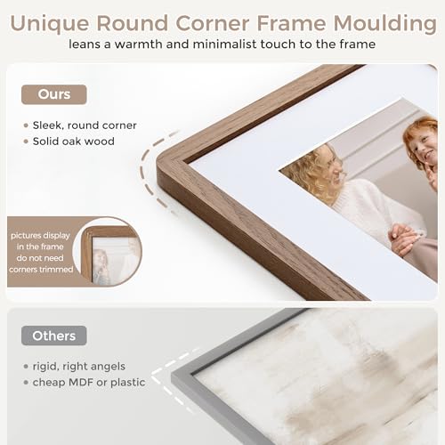 FlyJoe Walnut 24x36 Poster Frame - Solid Oak Wall Photo Frame with Mat
