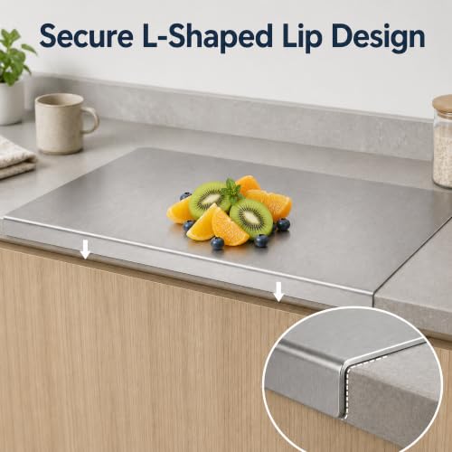 XTBSE 19.7 x 15.7 Inch Stainless Steel Cutting Board with Lip, Dishwasher Safe
