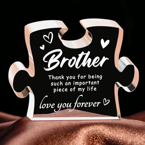 Personalized Acrylic Brother Gift Block - Heart & Love Puzzle Keepsake