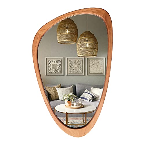 WallBeyond Walnut Irregular Wall Mirror 30x19 Inch Modern Decorative Art