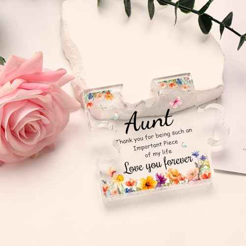 Funnli Aunt Gifts Acrylic Plaque, Mothers Day Birthday Christmas Gifts for Aunt Auntie, Aunt Birthday Gifts from Niece Nephew, Best Aunt Ever Gifts 3.35 x 2.76 Inch Desk Decorations