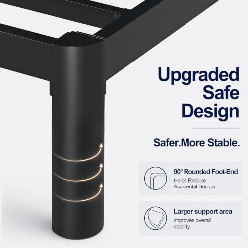 Full Metal Bed Frame with Round Corner Legs, 14 Inch Platform Heavy