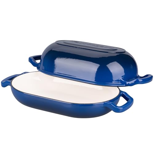 VORRINGARD 5 QT Blue Enameled Cast Iron Dutch Oven for Bread & Cooking