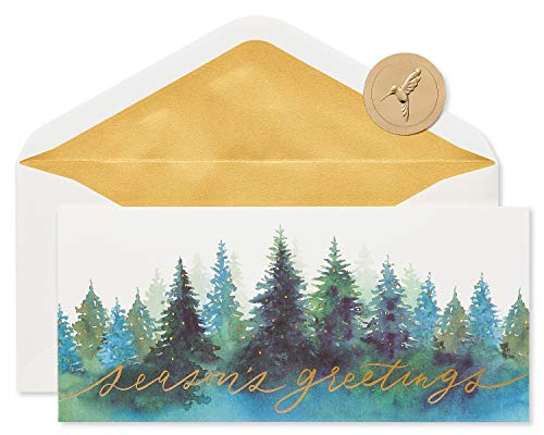 Papyrus Boxed Christmas Cards with Envelopes - Best Wishes, Forest Design, 16-Count