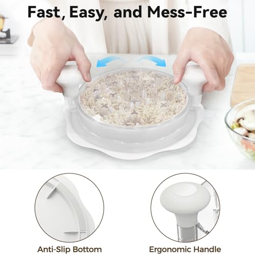 Ukeetap 10" Pro Chicken Shredder Tool Twist Large for Kitchen, BPA-Free Food-Safe Meat Grinder, Visible Chicken Breast Meat Shredder with Strong Anti-Slip Bottom & Ergonomic Handle, Black