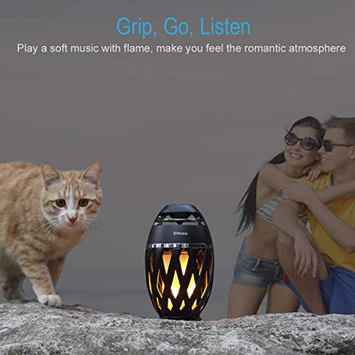 LED Flame Outdoor Table Lamp with Bluetooth Speaker, Rechargeable Ambience Lantern