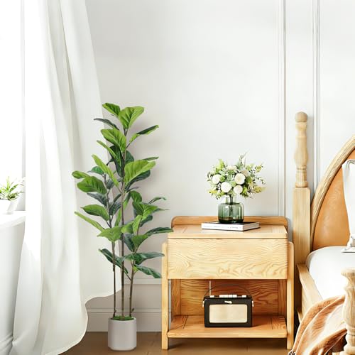 5ft Artificial Fiddle Leaf Fig Tree with Green Moss - Realistic Indoor Plant