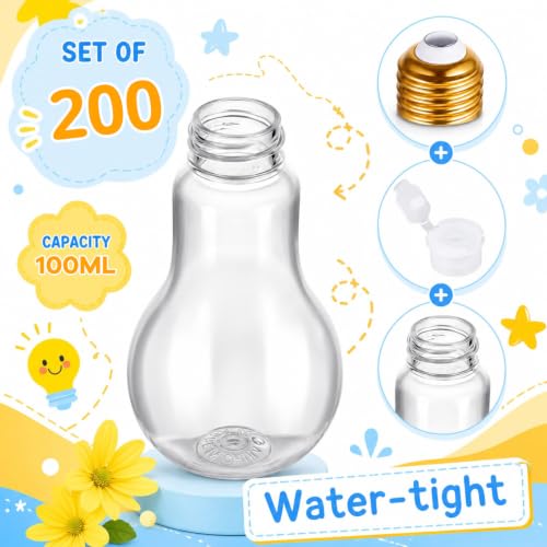 200 Pcs Christmas Bulb Gift Jars Bulk Fillable Light Ornaments, Gold