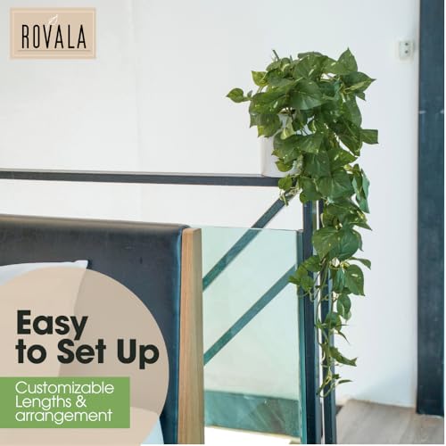 Artificial Potted Plant with Dark Green Faux Hanging Vine - Realistic Indoor Decor