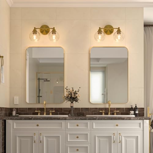 VONLUCE 2-Light Bathroom Vanity Light Fixture, Gold Finish, Modern Wall Sconce