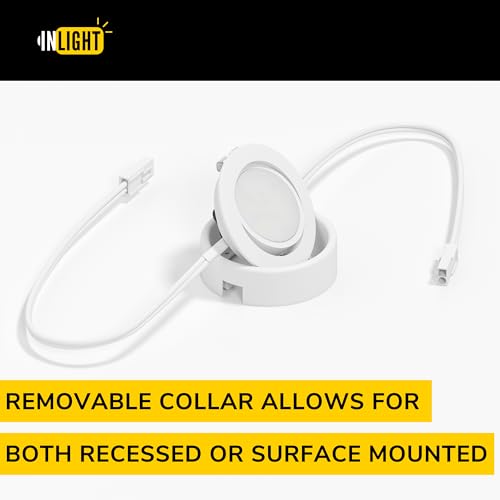 GETINLIGHT 2.75-Inch White LED Puck Lights 3-Pack 2700K Recessed & Surface Mount