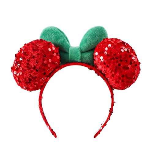 KARETT Sequins Mouse Ears Headband With Glitter Bow Cosplay Costumes Princess Party Decorations For Girls Women