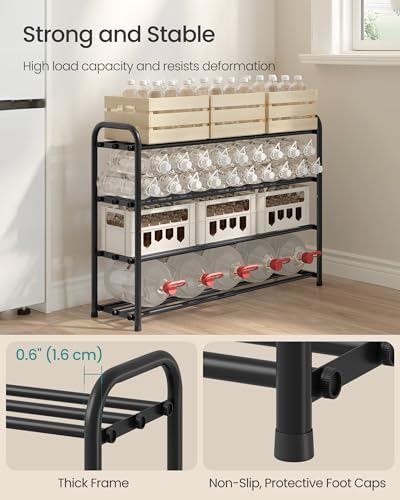 SONGMICS Expandable 4-Tier Shoe Rack, 26.5-Inch Height, Holds 8-16 Pairs