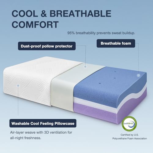 Firm Pro Cube Pillow for Side Sleepers 6 Inch Cooling Memory Foam Neck Shoulder